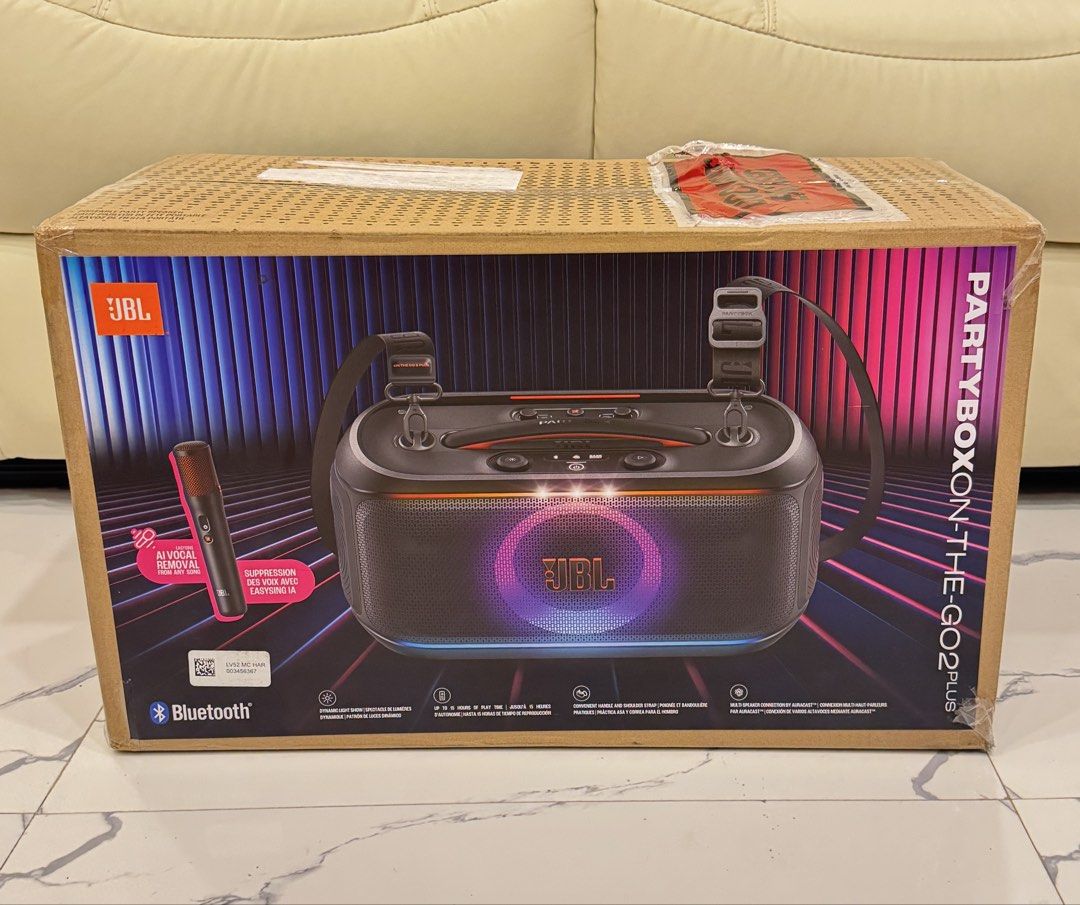 JBL PartyBox On-The-Go 2 Plus Portable Speaker (Category: Soundbars, Speakers & Amplifiers) located in Pasay City. Submitted by zette_ (Listing ID 1439790124, Image 1). Description: ‼️ONHAND‼️ 📌1 MIC ONLY 📌US VARIANT ✔️SEALED - JBL PartyBox On-The-Go 2 Plus - Portable speaker - AI vocal remover - Dynamic light show - Up to 6 hours of playtime - Convenient handle and shoulder strap - Multi-device connection for karaoke.