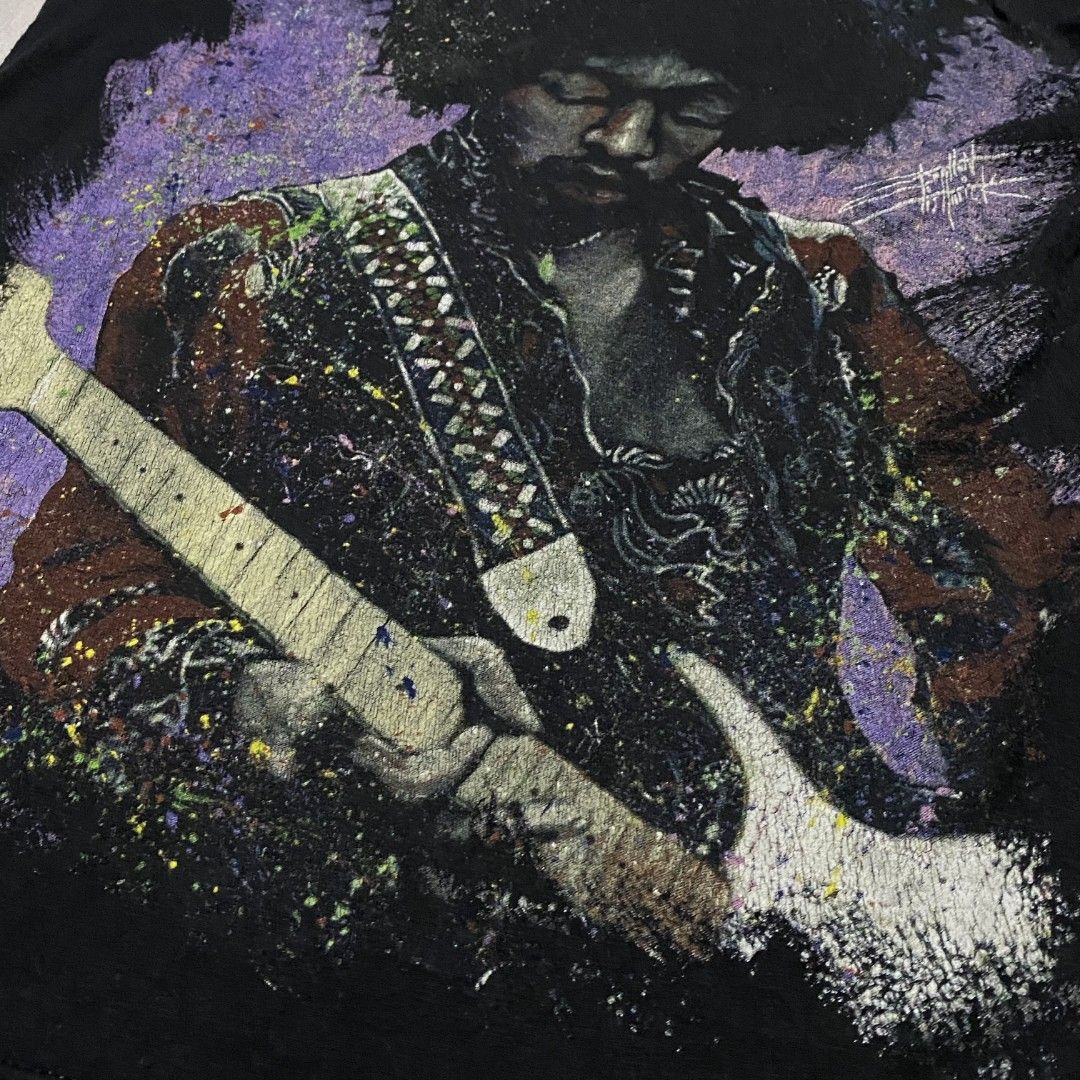 Jimi Hendrix Big Print Band Shirt (Category: Shirts) located in Mabalacat. Submitted by stylists.market (Listing ID 1439653354, Image 2). Description: Length: 25 Width : 18 Condition: 9/10 SUPER LAKING DESIGN SA PERSONAL SUPER NICE & KINIS! VERY COMFY & SMOOTH ON SKIN NATURAL HAIRLINE ONLY SA IILANG PART PO 🥰 NEED WASH NO MAJOR STAIN FRESH FROM BALE.