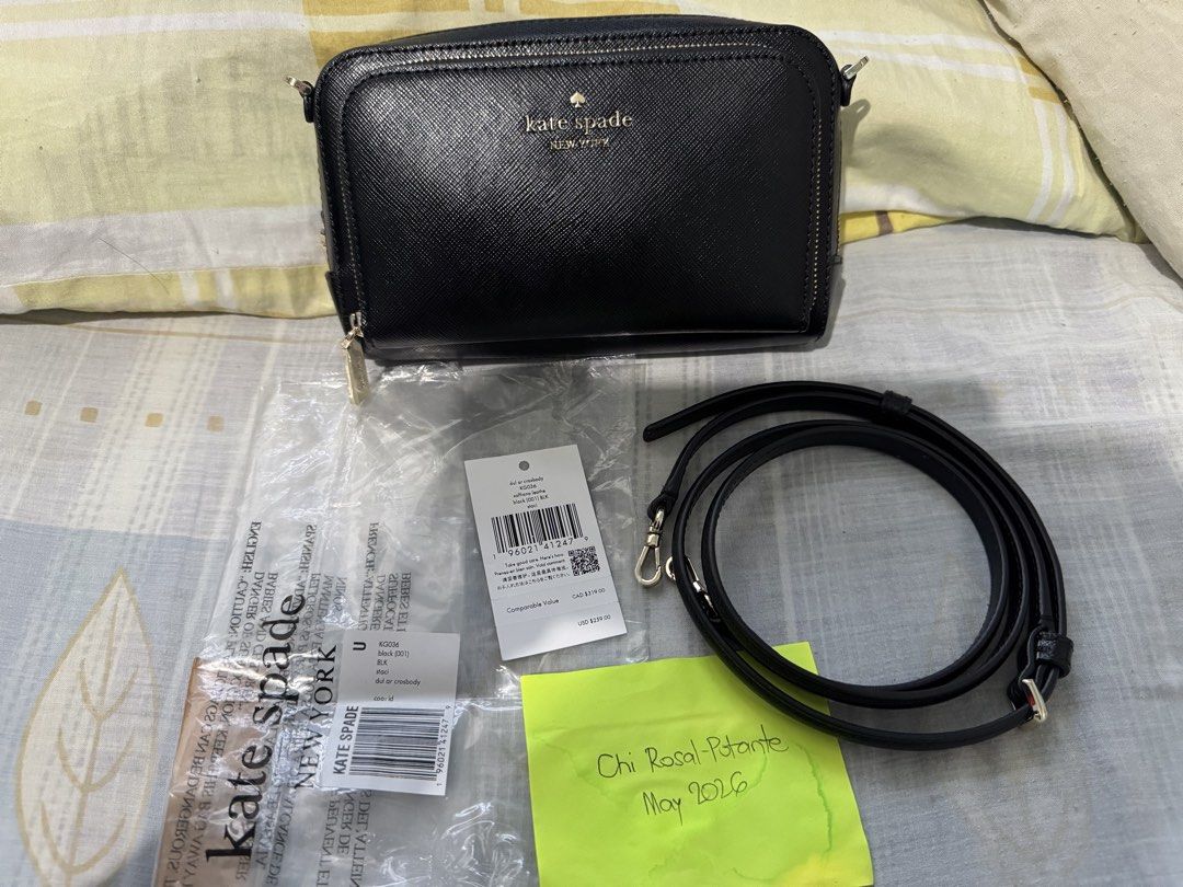 Kate Spade Staci Black Crossbody (Category: Cross-body Bags) located in Tanza. Submitted by chi_0826 (Listing ID 1439709165, Image 1). Description: Authentic Kate Spade Staci crossbody bag 3,500 + SF Black Saffiano Leather Bought brand new Comes with original tags and packaging Can pass as brand new No flaws or any signs of use Strap is adjustable Detachable strap for versatile carrying options Champagne gold hardwares RFS: Too many bags Location