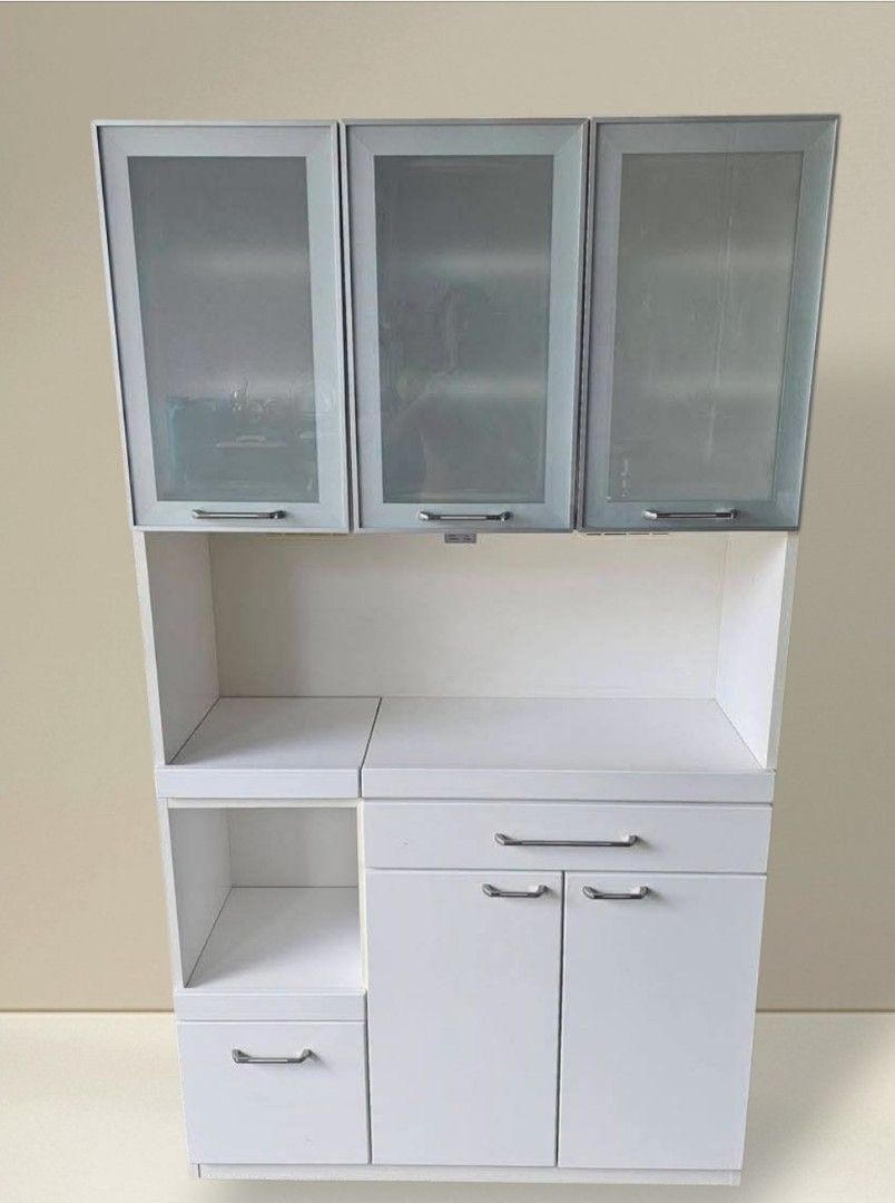 Kitchen Cupboard Hutch Cabinet (Category: Shelves, Cabinets & Racks) located in Quezon City. Submitted by dannikkishoppe2 (Listing ID 1439751232, Image 1). Description: Kitchen Cupboard Hutch Cabinet (duco) ‼️₱12500‼️ ✔L-41 H-71 W-16 inches ✔5 Doors and 3 drawers ✔️with power outlet ✔Laminated ✔️Compressed wood & mdf back Please manage your expectations as there might be minimal flaws. Color may vary due to lighting, it may appear darker or light