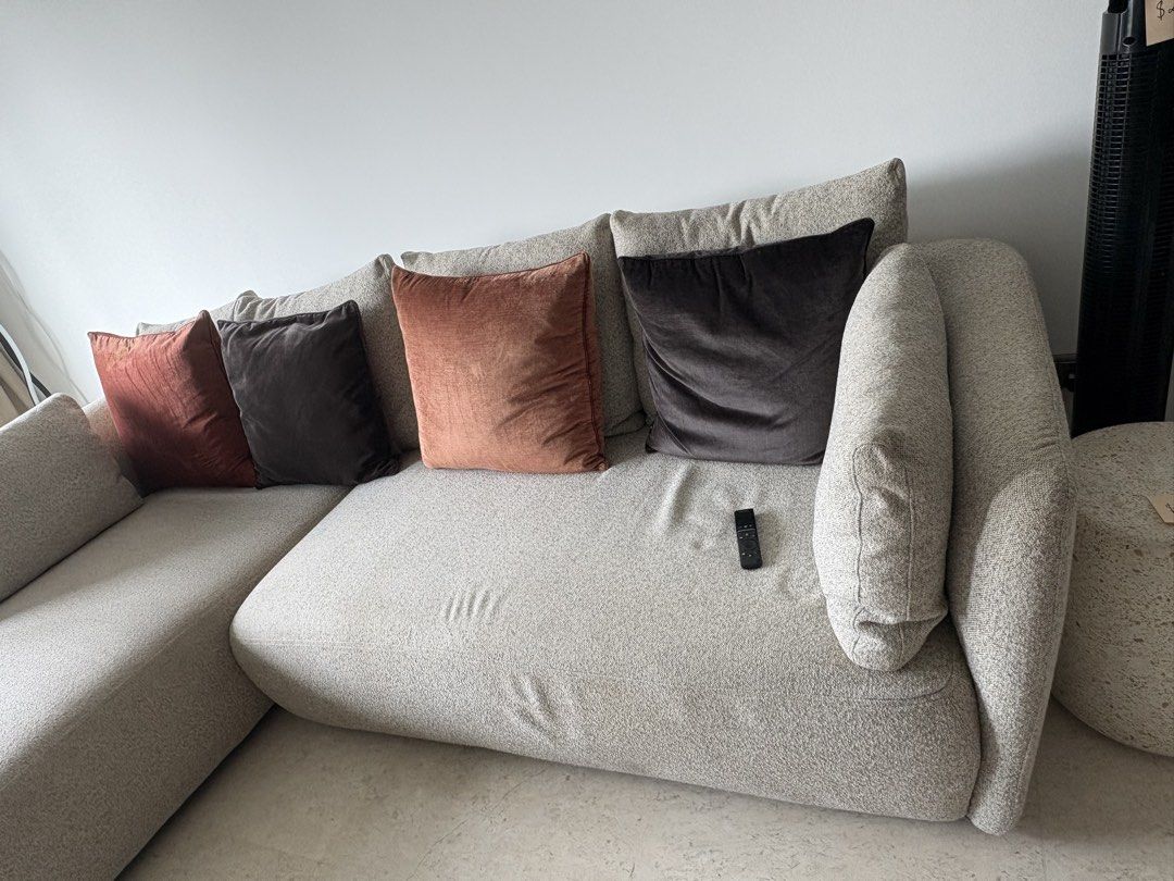 L Shape Sofa (Category: Sofas) located in Singapore. Submitted by nidhi_sg (Listing ID 1439784770, Image 3). Description: Great condition, bought for $4000 in Australia, moving out sale. Sofa, cushions, whole set $500.