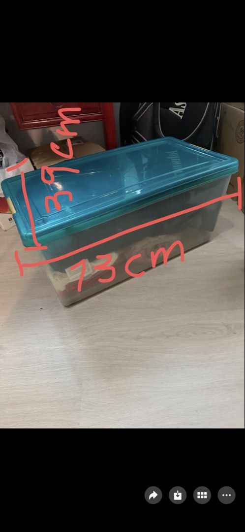 Large Teal Plastic Storage Box with Lid463538407405660160