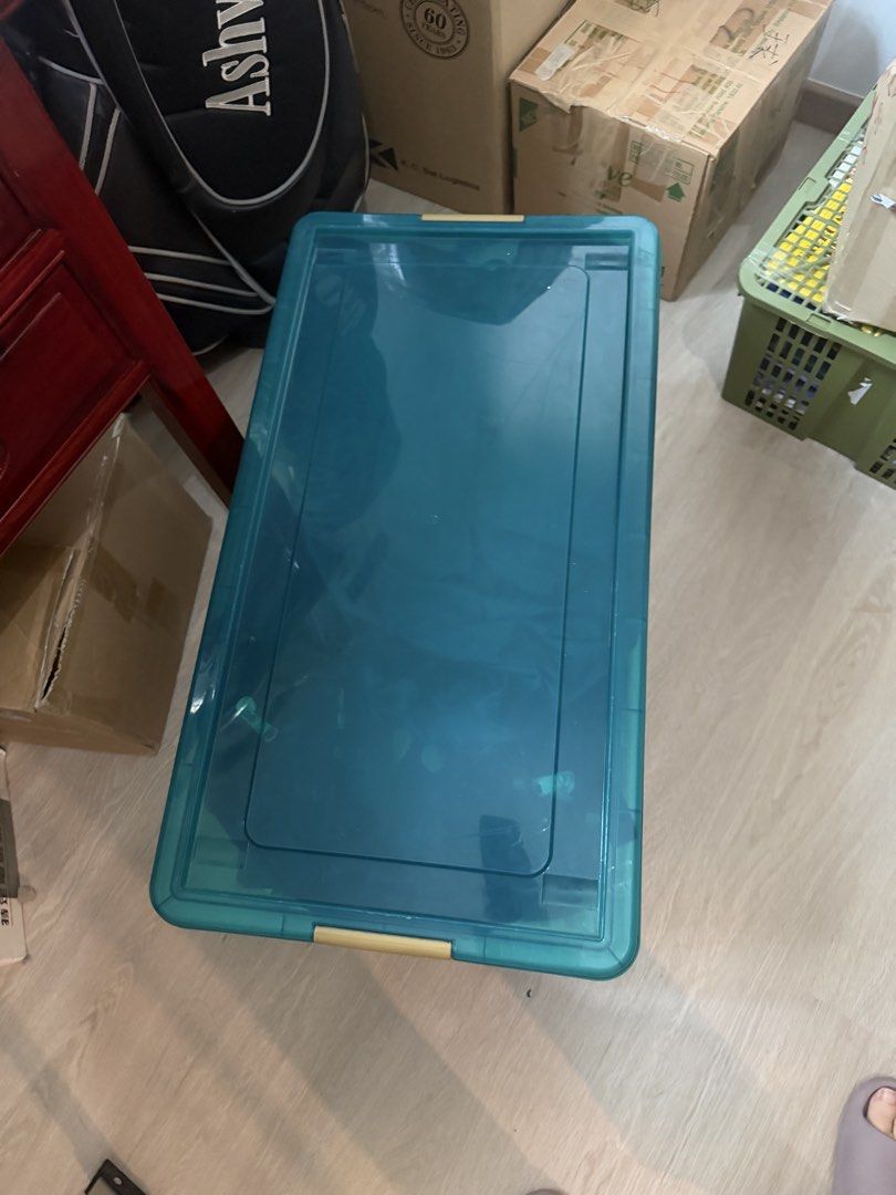 Large Teal Plastic Storage Box with Lid463538407405660162