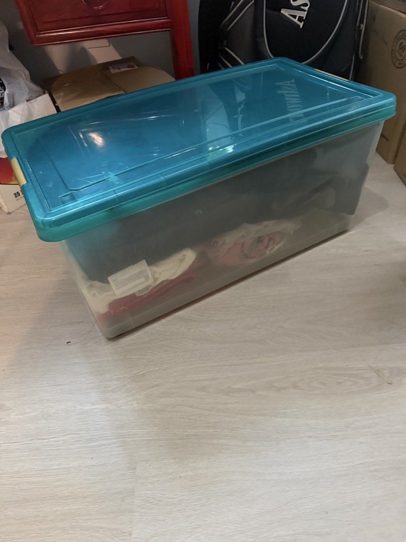 Large Teal Plastic Storage Box with Lid463538407405660161