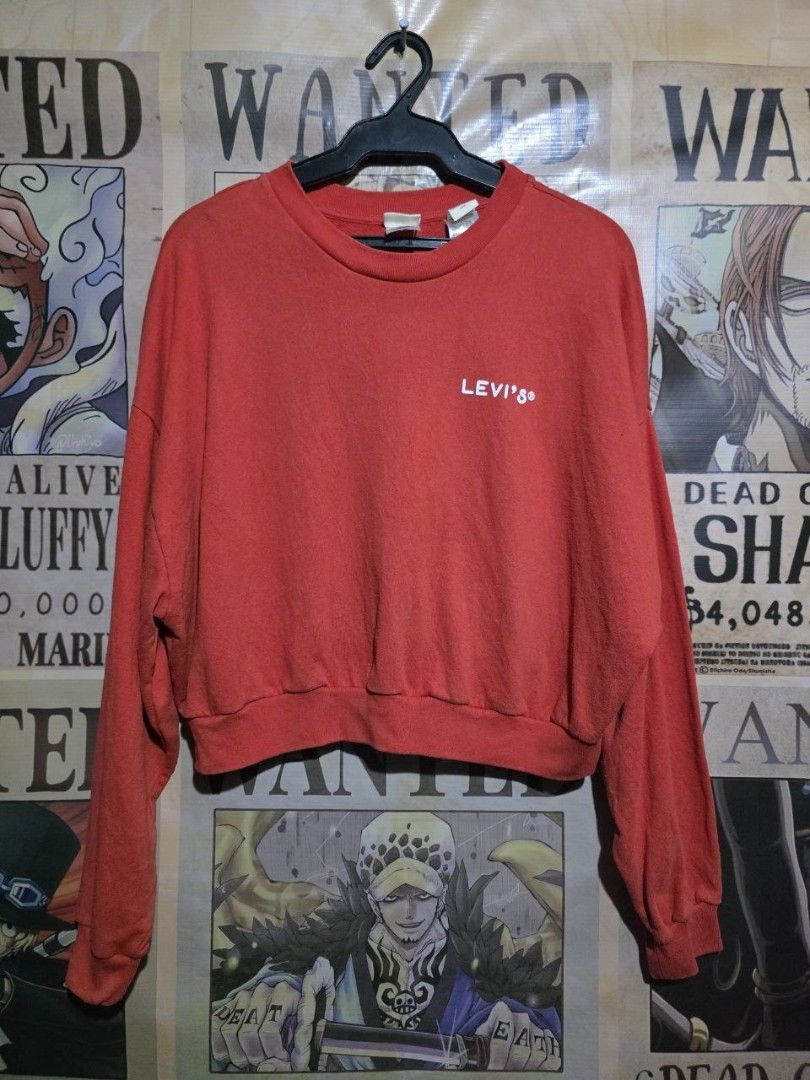 Levis Oversized Sweatshirt Women (Category: Coats, Jackets and Outerwear) located in Imus. Submitted by aim_for_less (Listing ID 1439608350, Image 2). Description: Levis Oversized Cropped Crewneck Sweatshirt Women -Size: LARGE -DIMES: 24" x 20" x 18" Sleeve Features: -Levi's logo, crew neck, long sleeves -Color: Red Orange - Origin: San Francisco, CA - In good Condition - NO ISSUE LOCATION: IMUS, CAVITE.