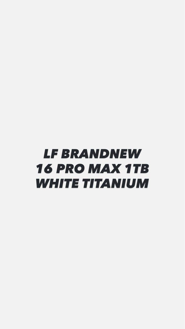 LF BRANDNEW 16 PRO MAX 1TB WHITE TITANIUM (Category: iPhone 16 Series) located in Candaba. Submitted by dnzgyl (Listing ID 1439650993, Image 1). Description: .