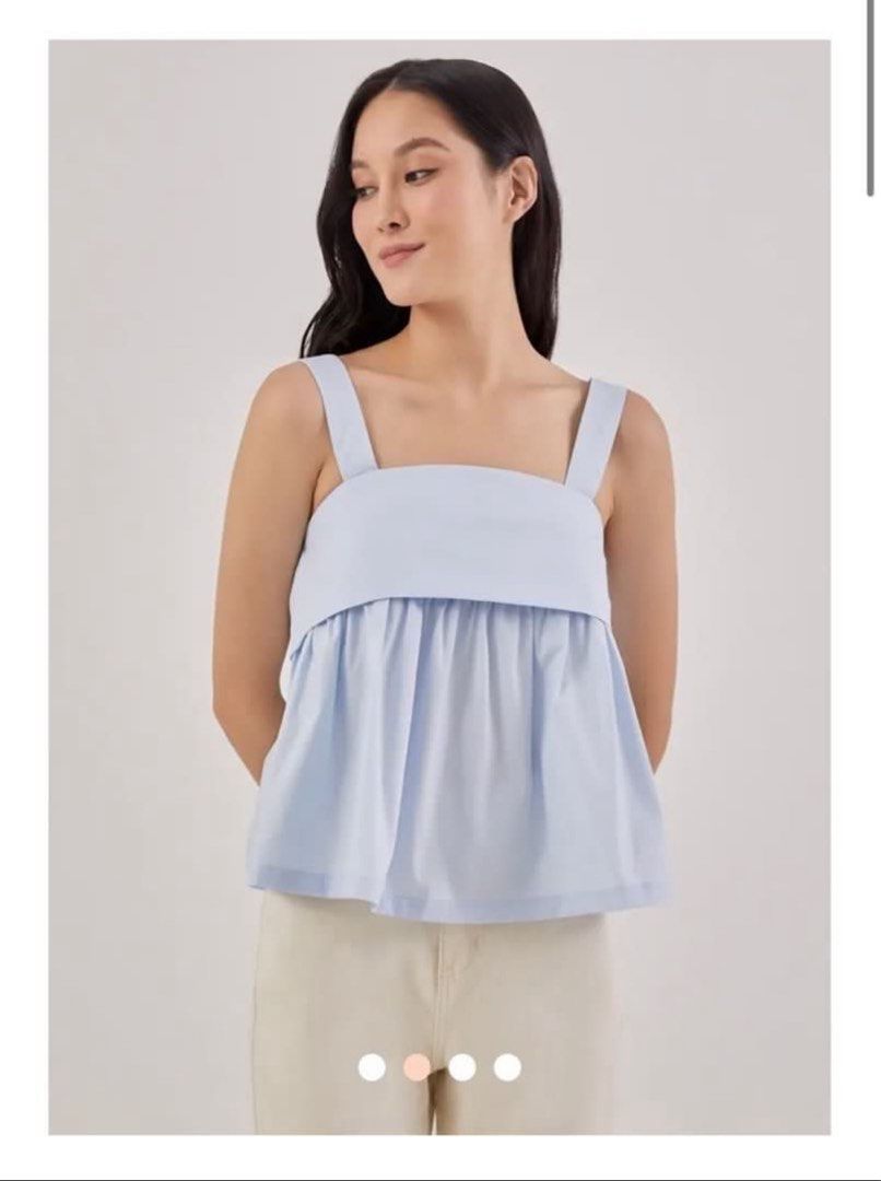 Love Bonito Daphne Tie Back Camisole (Category: Sleeveless) located in Zamboanga. Submitted by vrtlvrtl (Listing ID 1439702865, Image 1). Description: - Love, Bonito Daphne Tie Back Camisole - Color: Light Blue - Design: Square neckline, tie-back detail, peplum hem - Fit: Relaxed - Size: LB XL (UK 14, US 10) - Style: Casual and stylish.