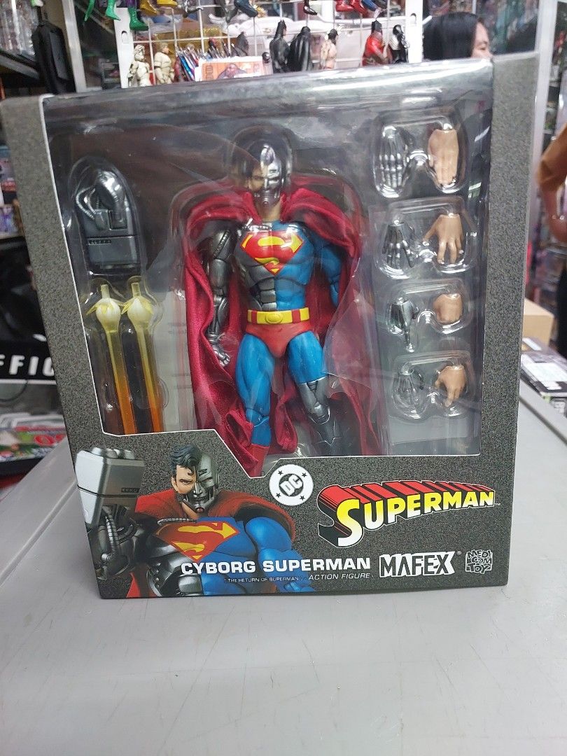 MAFEX Cyborg Superman Action Figure (Category: Figurines & Statues) located in Manila. Submitted by robinshobbyshopph (Listing ID 1439775995, Image 1). Description: - MAFEX Cyborg Superman action figure. - New and sealed in its original box. - Includes: - Interchangeable hands - Accessories - Pick up at Robin's Hobby shop, Shoppesville Plus, Greenhills - BPI deposit/online transfer or cash on pick up or GCash or Paypal - Shipping available. JRS /