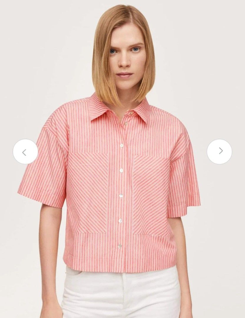 Mango Striped Polo Shirt (Category: Shirts) located in Manila. Submitted by steffi.declutters (Listing ID 1436045938, Image 1). Description: - Mango striped shirt - Collared neckline - Button-down closure - Short sleeves - Single chest pocket - Size available on tag - Suitable for various occasions.