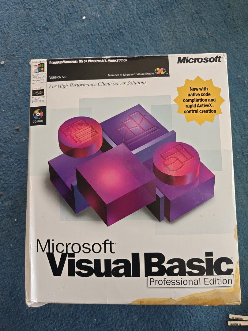 Microsoft Visual Basic Professional Edition (Category: Software) located in Kuala Terengganu. Submitted by khstudio (Listing ID 1439634657, Image 1). Description: - Microsoft Visual Basic Professional Edition software - Includes Microsoft Developer Network Library-Visual Studio '97 CD - Comes with two guides: - "Visual Basic Guide to Data Access Objects Crystal Reports for Visual Basic" - "Visual Basic Component Tools Guide" - Ideal for developer