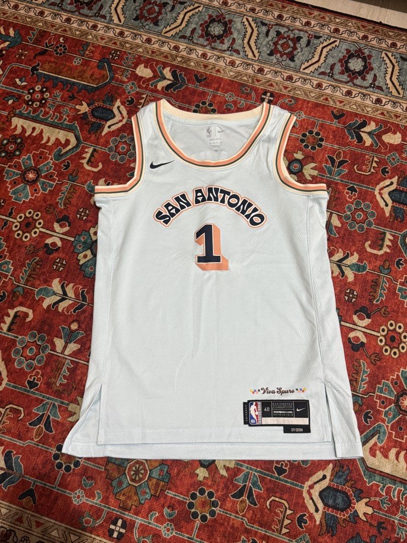 Nike Spurs 1 Jersey Shirt (Category: Activewear) located in Makati City. Submitted by joshcoops (Listing ID 1439796868, Image 1). Description: Bought in Foot Locker SG Authentic No issue, great condition S on tag L26 W19 in Fixed price: P1500 Legazpi Makati.