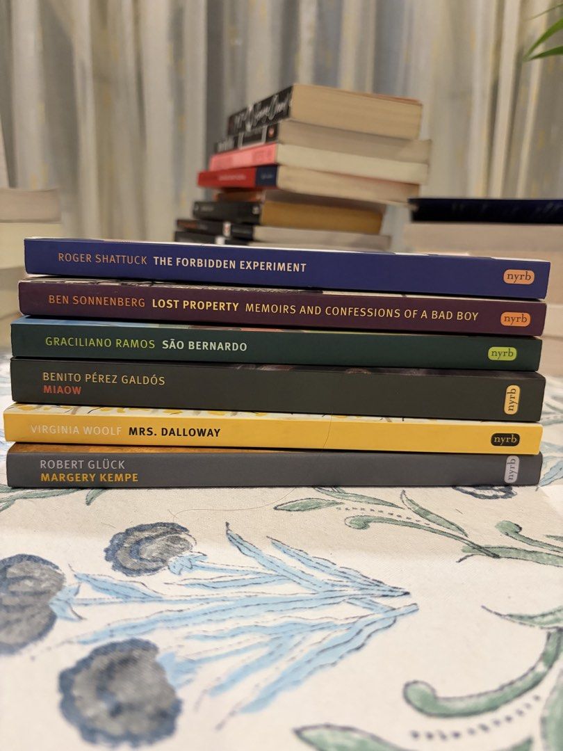 NYRB Classics Books - virgina woolf, robert gluck, etc (Category: Storybooks) located in Quezon City. Submitted by bluepine (Listing ID 1439755613, Image 1). Description: - sold as set!!!! - Titles include: "The Forbidden Experiment," "Lost Property," "Sao Bernardo," "Miaow," "Mrs. Dalloway," and "Margery Kempe." .