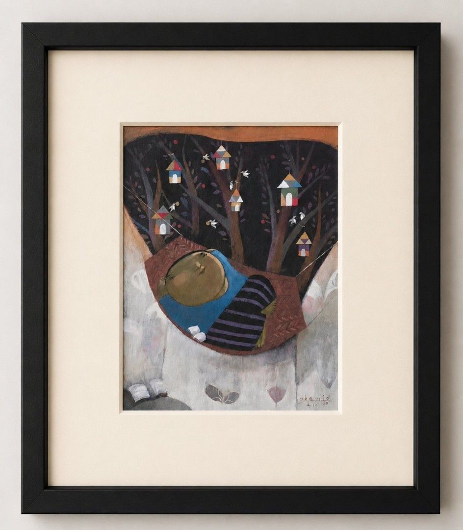 Obemio artwork (Category: Art & Prints) located in Manila. Submitted by megaworld_art (Listing ID 1439742210, Image 1). Description: Title "Sleeping Haven" 12x16in acrylic on canvas 2010 free delivery metro manila. with certificate of authenticity.