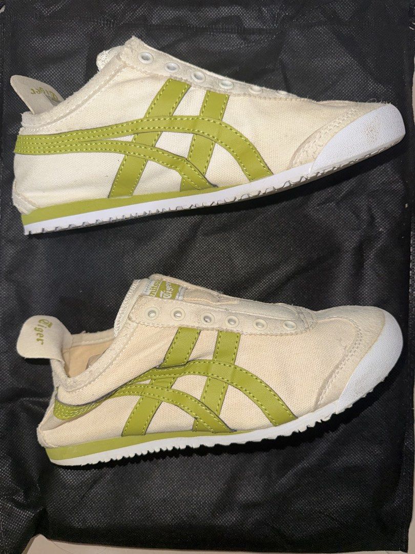 Onitsuka Slip-On Cream Green (Category: Sneakers) located in Cavite. Submitted by thriftaholic.shopp (Listing ID 1439688175, Image 3). Description: Preloved Onitsuka Slip On Sneaker Cream/Green Colorway Canvas and Suede Flaws : Has some dirt. Size : EU 36 / 22.5CM / US4.