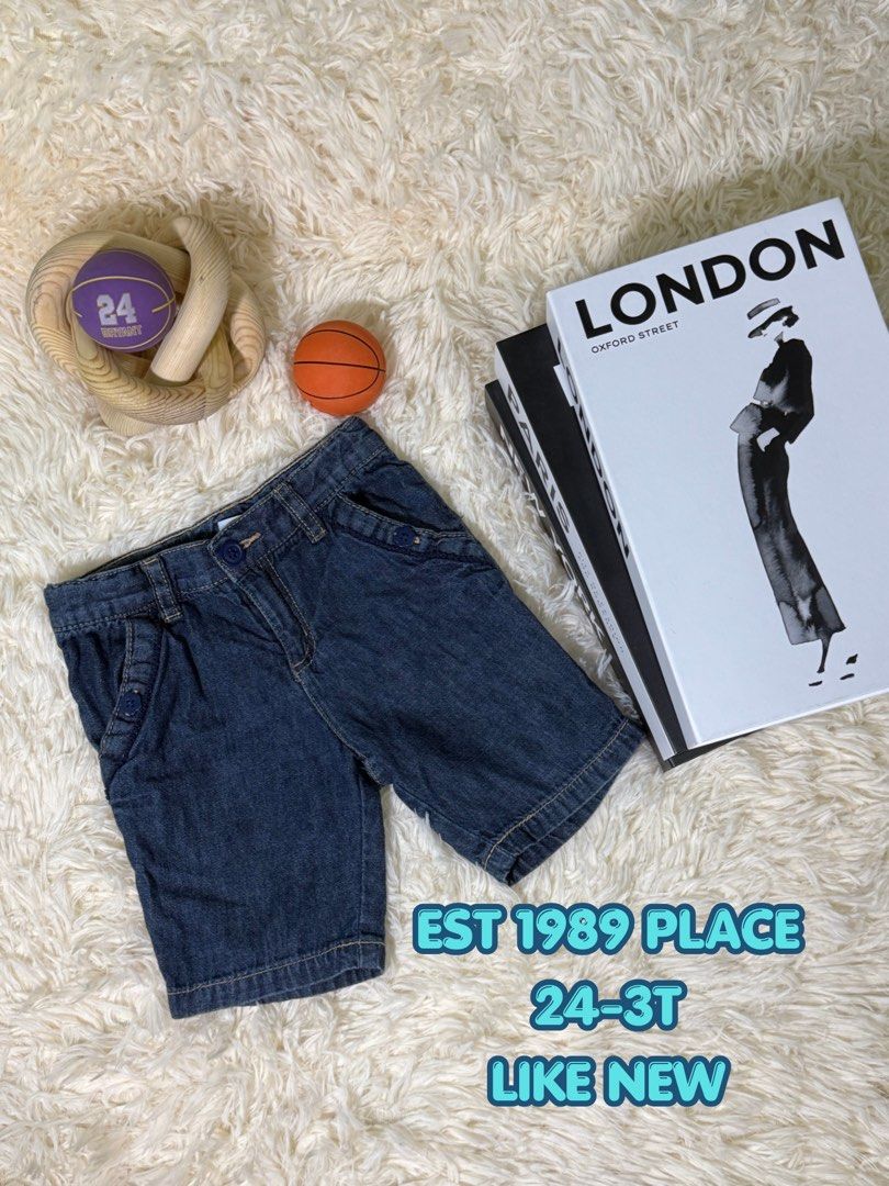 Place Denim Shorts 24-3T (Category: Babies & Kids Fashion) located in Manila. Submitted by mayut23 (Listing ID 1439768318, Image 1). Description: - Denim shorts - Size: 24-3T - Classic denim design - Button and zipper closure - Front and back pockets - Perfect for everyday wear.