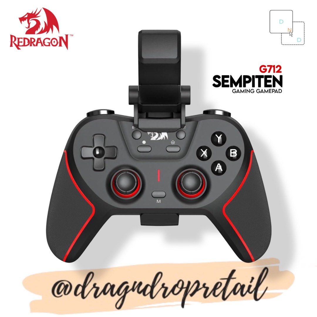 Redragon SEMPITEN G712 Wired | 2.4ghz | Bluetooth Wireless Gamepad Gaming Controller for PC PS3 Switch Android (Category: Controllers) located in Quezon City. Submitted by dragndropretail (Listing ID 1439667560, Image 1). Description: BRAND NEW & ORIGINAL ══════ ⋆★⋆ ══════ HIGHLIGHTS: Connection: Wired | 2.4ghz | Bluetooth TURBO MODE HALL 3D JOYSTICK DOUBLE VIBRATIONS New Linear Trigger High sensitive joystick and buttons With Phone Holder Includ
