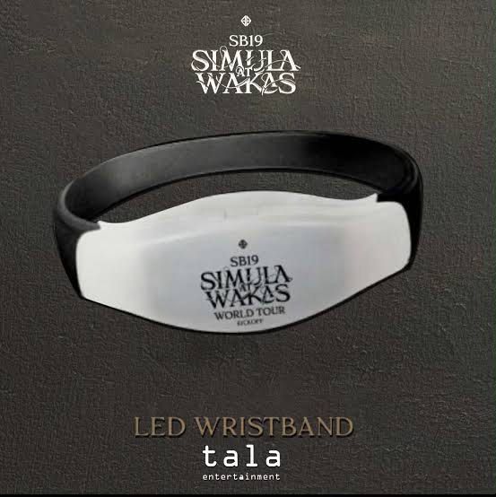 SB19 Simula at Wakas LED Wristband (Category: Other Merchandise) located in Quezon City. Submitted by amillionsuns (Listing ID 1439791942, Image 2). Description: - Official SB19 Simula at Wakas World Tour wristband - Features a white central band - SB19 logo and tour name displayed - Black strap included - A must-have accessory for SB19 fans! .
