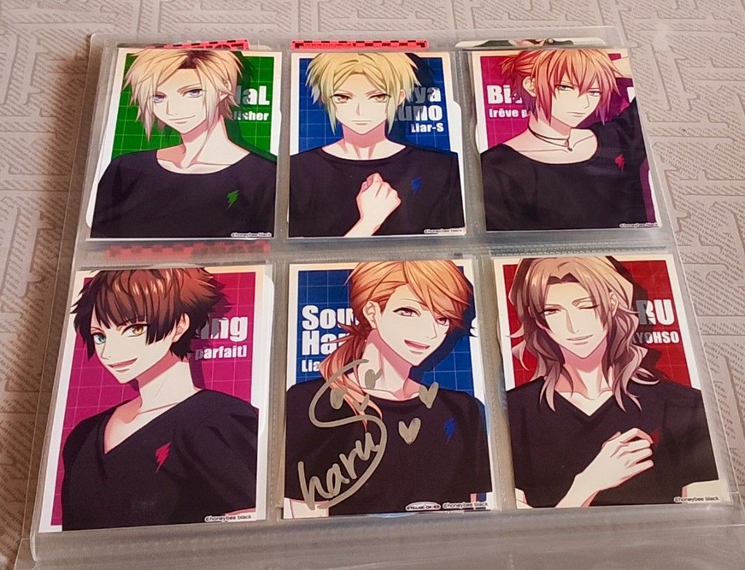 Dynamic Chord Signed Haru Anime Trading Cards (Category: Raw Singles) located in Santa Rosa. Submitted by animemerchcollection (Listing ID 1439662315, Image 1). Description: - Anime trading card set - Features characters including "Liar-S", "Bi", and "Haru" - Includes some signed cards - Cards are in protective sleeves.