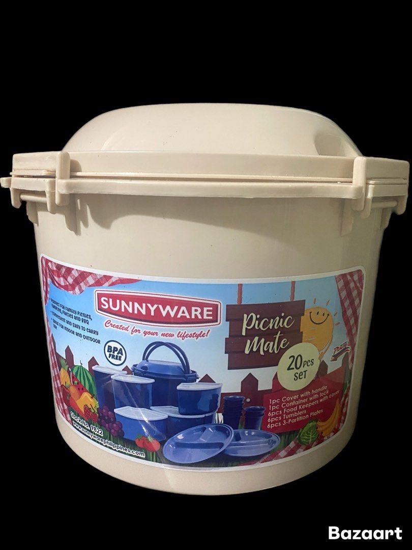 sunnyware picnic mate (Category: Other Kitchenware & Tableware) located in Binan City. Submitted by maggierabi01434 (Listing ID 1439612973, Image 1). Description: - Sunnyware Picnic Mate set - 20 pieces - Special Edition - Ideal for picnics and outdoor use - Includes plates, cups, and containers.