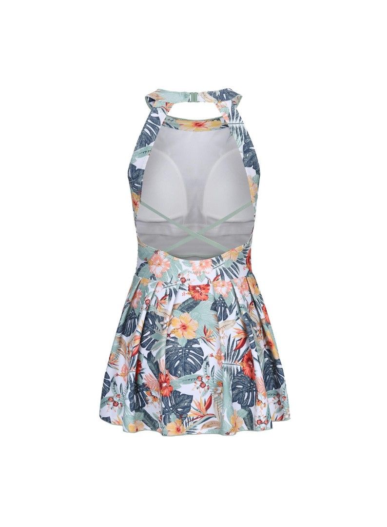 Surfing/swimming dress (Category: Bikinis & Swimsuits) located in Quezon City. Submitted by minimalista_ph2023 (Listing ID 1439685295, Image 2). Description: Brandnew Decathlon Dress - Floral print swimsuit - Halter neckline - Skirted bottom - Keyhole back design - Clasp closure - Lightweight, swim-friendly fabric - Built-in bra for support Price: Php 900 only Location: Diliman, Quezon City.