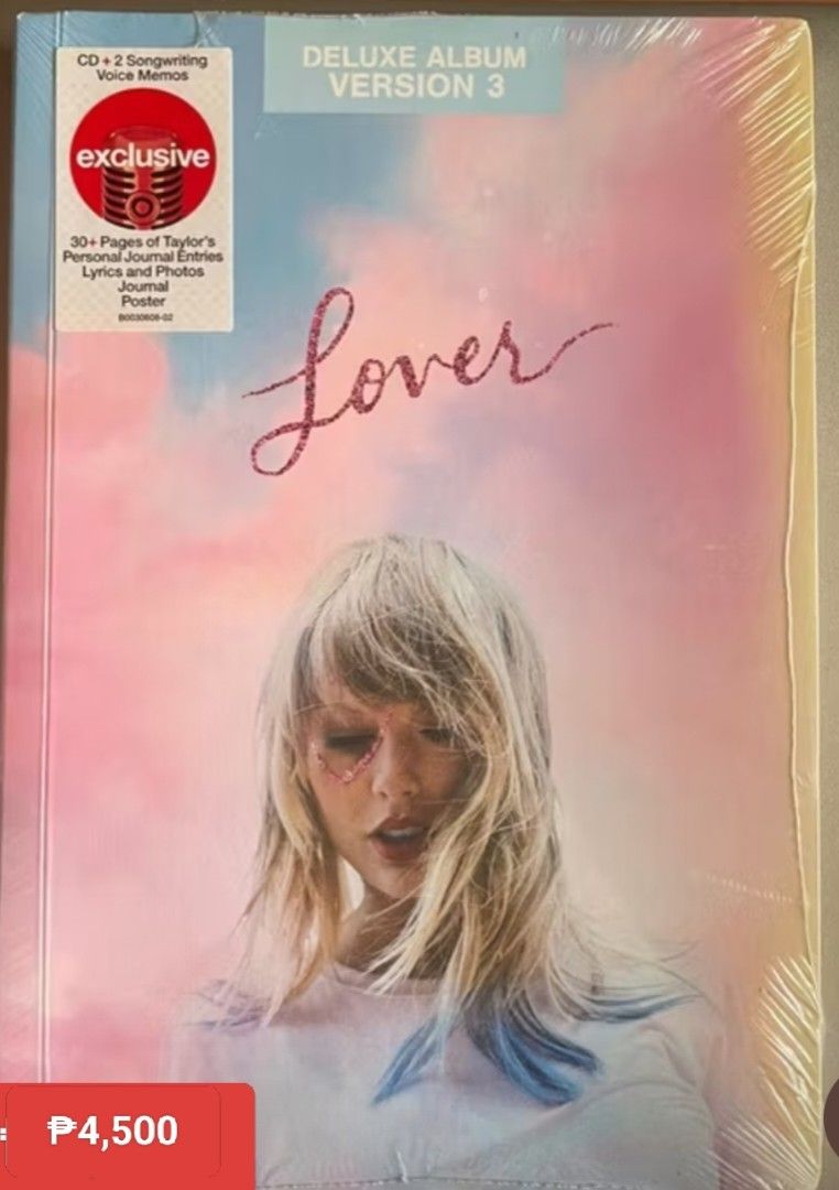 TAYLOR SWIFT Lover (Target Exclusive Deluxe Version) (Category: CDs & DVDs) located in Manila. Submitted by ramonrobin.cruz (Listing ID 1439793182, Image 1). Description: TAYLOR SWIFT Lover (Target Exclusive Deluxe Version) = ₱4,500.