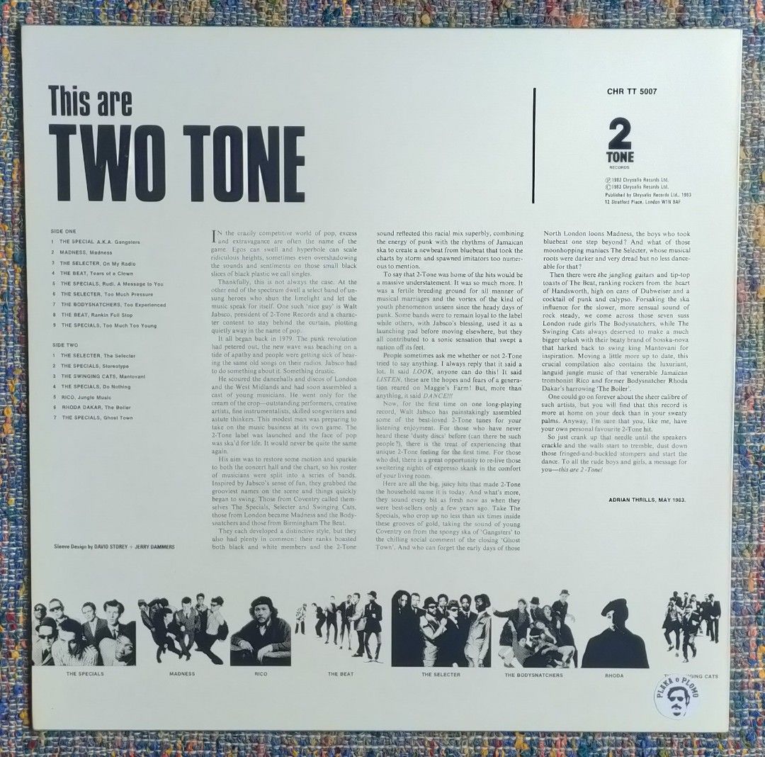 Various Artists - This Are Two Tone LP Vinyl Record (Category: Vinyls) located in Quezon City. Submitted by plaka.o.plomo (Listing ID 1439645794, Image 2). Description: Artist(s) : Various Artists Album : This Are Two Tone Year : 1983 Media : VG+ Color : Black Sleeve : VG+ No. : 1x Vinyl Size : 12" RPM : 33 Country : UK Catalog No. : CHR TT 5007 Tracklist : - Side A 1. The Special A.K.A. - Gangsters 2:45 2. Madness - Madness 2:22 3. The Selecter 