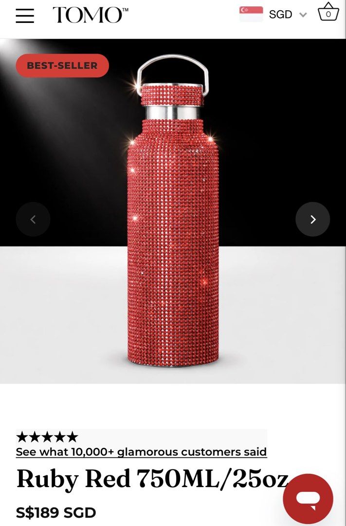 Tomo Ruby Red Crystal Water Bottle 750ml462876665112186880