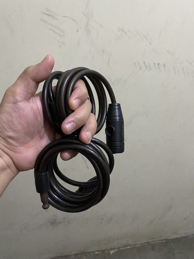 Viking Bike Cable Lock (Category: Bicycles) located in Manila. Submitted by mightywhale_7cab82 (Listing ID 1439675014, Image 1). Description: - Viking bike cable lock - Black cable and locking mechanism - In good working condition - Easy to use - Provides reliable security - Compact and portable.