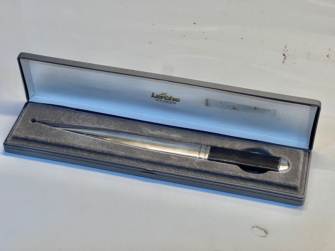 Vintage Lerche Solingen Letter Opener (Category: Everything Else Others) located in Pateros City. Submitted by mcacompany (Listing ID 1439793084, Image 2). Description: - Elegant Lerche Solingen letter opener - Features a silver blade - Black handle with silver accents - Comes with its original gray case - Case is lined with soft, gray material - Brand name visible on the case Find many great new & used options and get the best deals Zoom into pi