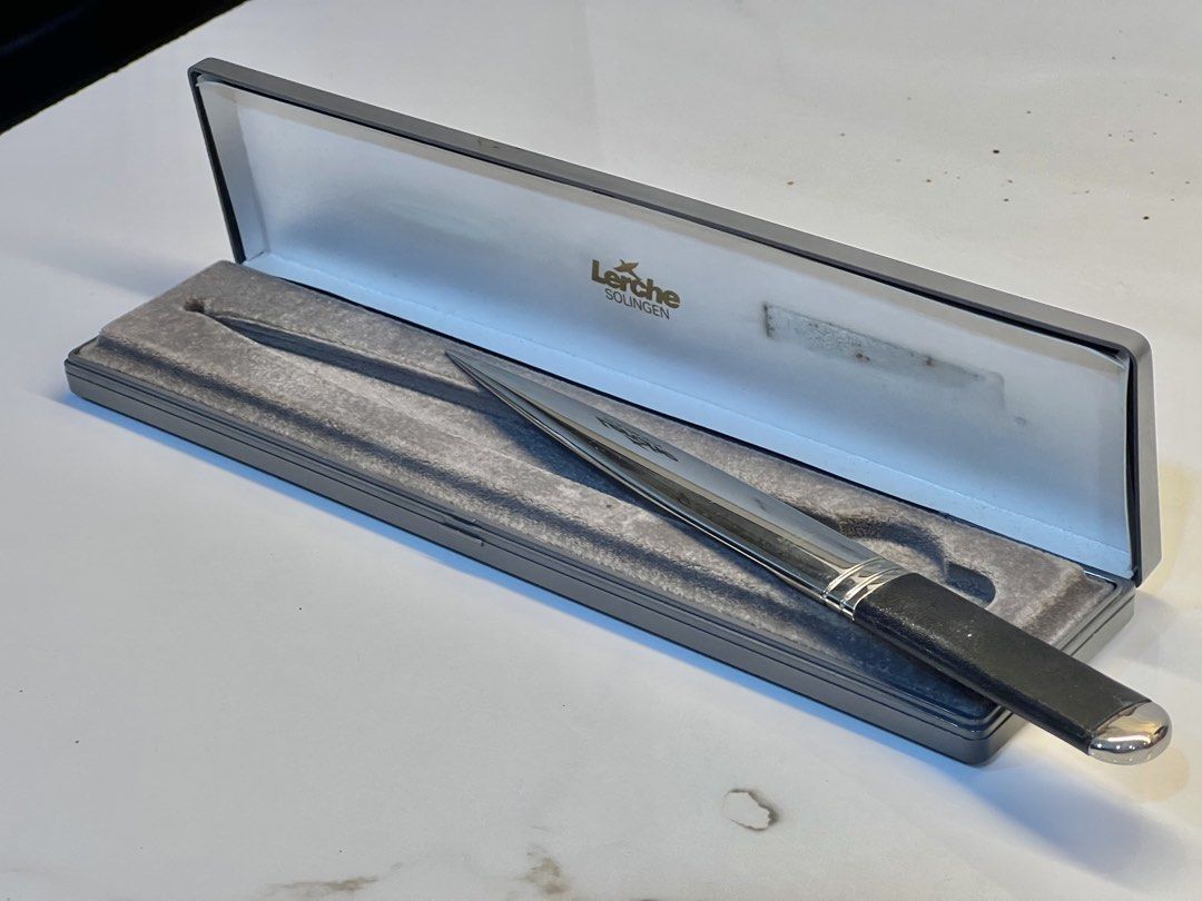 Vintage Lerche Solingen Letter Opener (Category: Everything Else Others) located in Pateros City. Submitted by mcacompany (Listing ID 1439793084, Image 3). Description: - Elegant Lerche Solingen letter opener - Features a silver blade - Black handle with silver accents - Comes with its original gray case - Case is lined with soft, gray material - Brand name visible on the case Find many great new & used options and get the best deals Zoom into pi