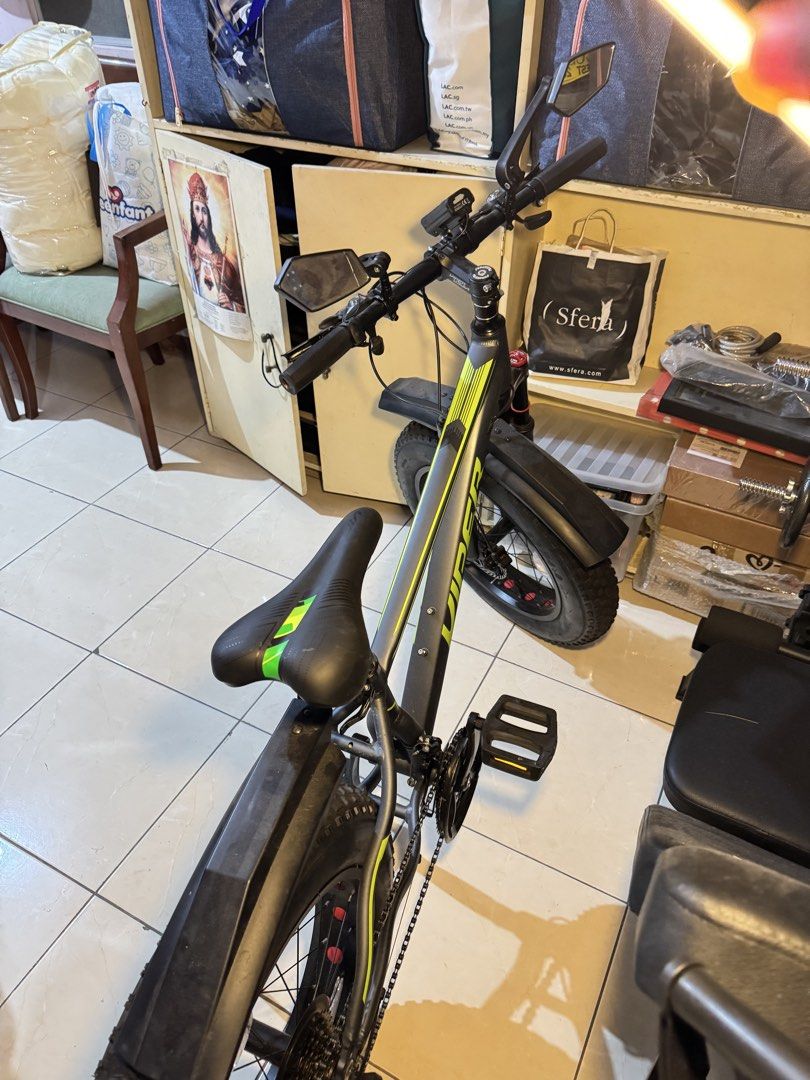 Viper boost fat bike (Category: Bicycles) located in Manila. Submitted by calm.anghel (Listing ID 1439723195, Image 3). Description: Product Specifications: 🐍Frame: Boost 26” Alloy (SMALL) 🐍Fork: Viper Suspension 🐍Front Brake: Mechanical Disc Brake 🐍Rear Brake: Mechanical Disc Brake 🐍Front Derailleur: Saigaun 🐍Rear Derailleur: Shiming 8spd 🐍Combo Brake + Shifter: Shiming 8spd 🐍Rim: Viper 26” Alloy Wheelset 🐍Tire: 26 x 4.0 RFS: twice lang