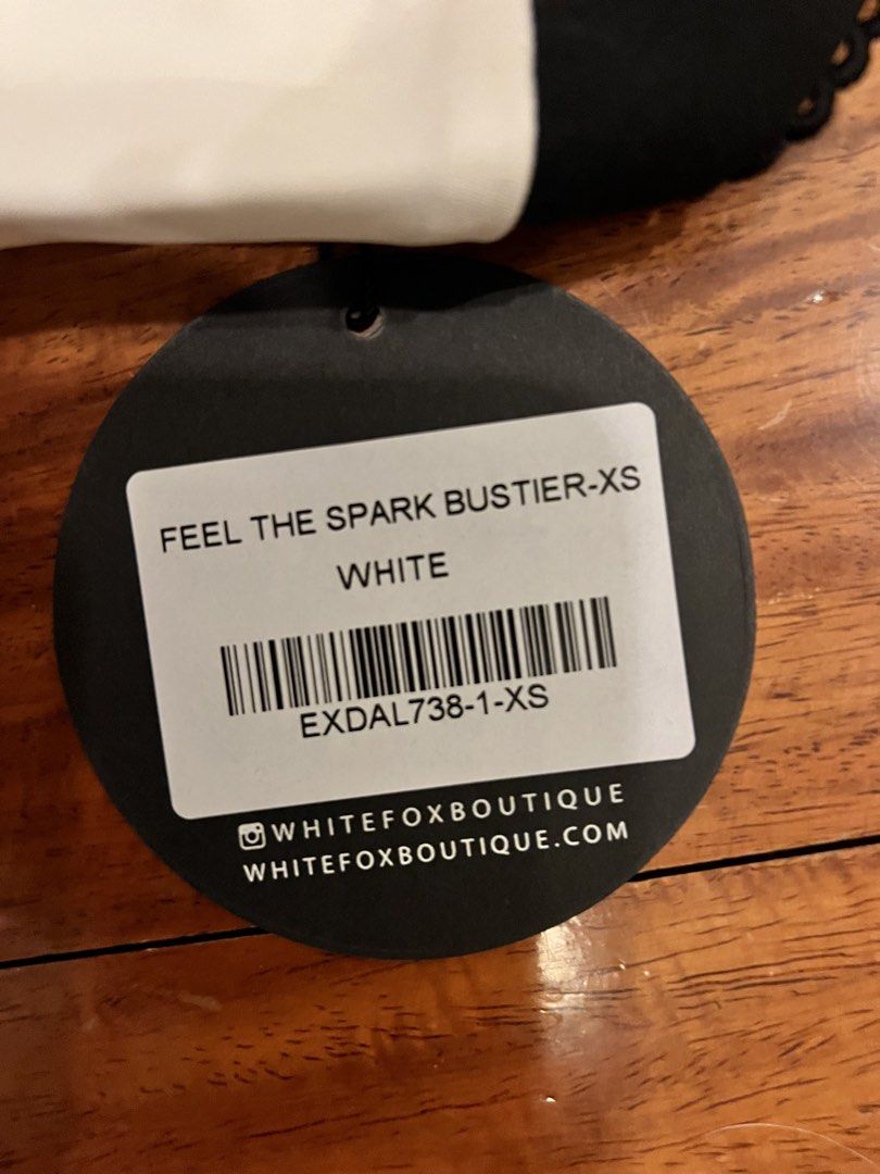 White Fox Boutique Feel The Spark Bustier - XS (Category: Sleeveless) located in San Juan City. Submitted by c_declutters (Listing ID 1439647513, Image 2). Description: BNWT Corset-inspired but please take note this top has no boning!! RUNS SMALL - tag says xs but I would say this fits xxs Ordered this online but it doesn’t fit me 🥲.