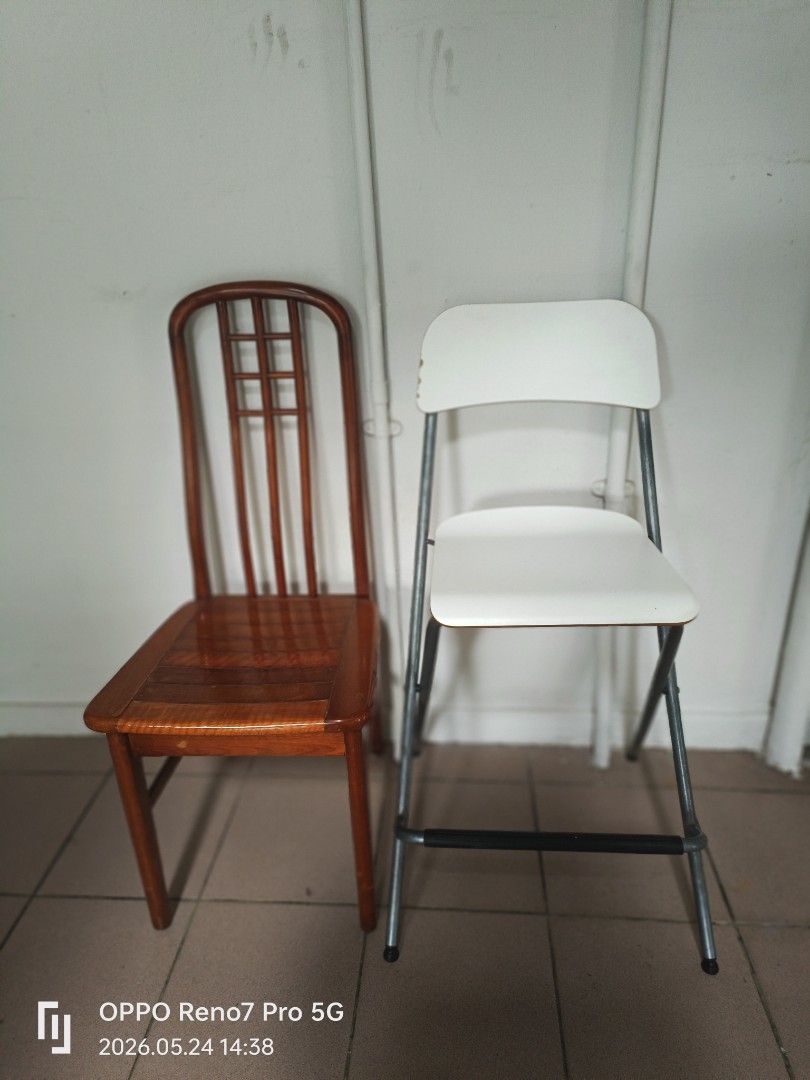 Wooden and White Folding Chairs, Furniture &amp; Home Living, Furniture ...