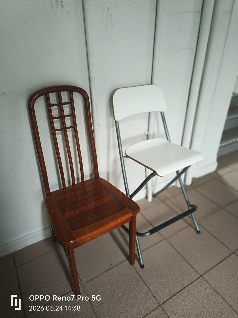 Wooden and White Folding Chairs, Furniture &amp; Home Living, Furniture ...