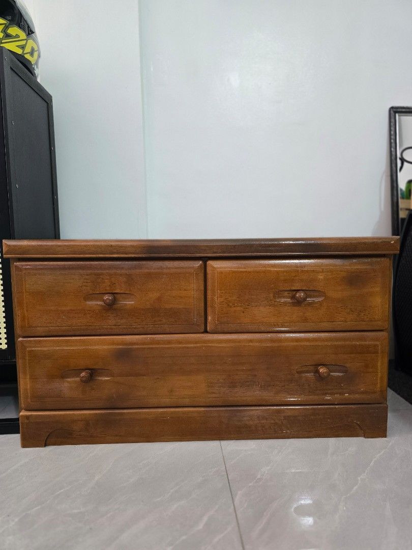 Wooden Cabinet with Drawers (Category: Shelves, Cabinets & Racks) located in Manila. Submitted by ciaciaow (Listing ID 1439642450, Image 1). Description: -wooden cabinet w/ three drawers -L35inchesxH19inchesxW18inches -Bulacan .