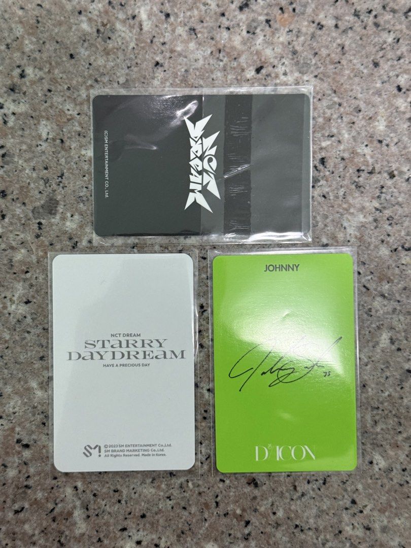 [WTS] nct photocards (Category: K-Wave) located in Singapore. Submitted by juiciejuicie (Listing ID 1439765934, Image 2). Description: [WTS] nct photocards » price: nct dream back in dream pop up - $10 chenle starry daydream - $2 johnny dicon - $1 » photo condition upon request!.