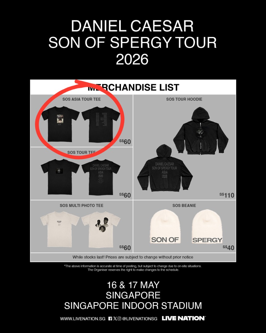 WTT Daniel Caesar SOS Asia Tour Tee size M for Daniel Caesar SOS