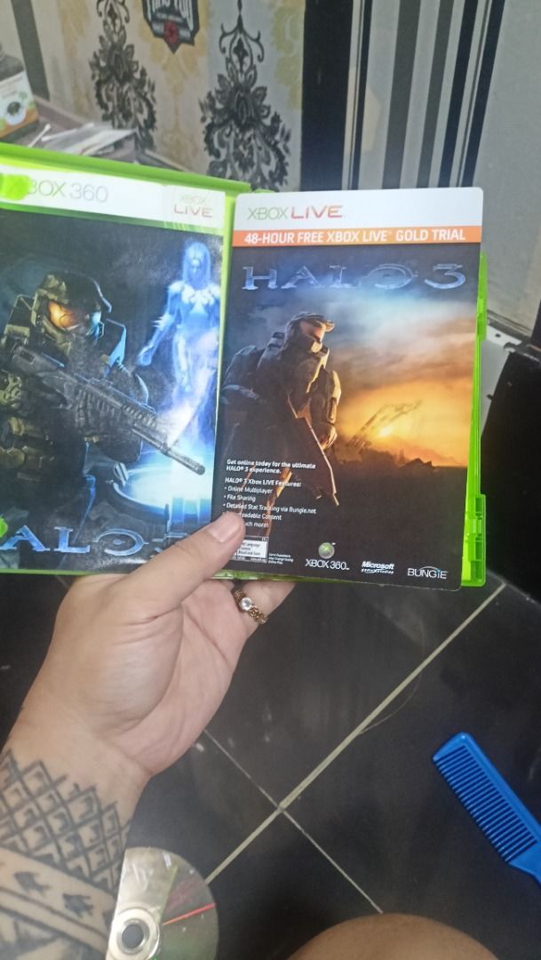 Xbox 360 games (Category: Xbox) located in Manila. Submitted by zazai28 (Listing ID 1439654707, Image 2). Description: 500 for 3 Meet up o shipping just pm me. - Includes the following games: - "Call of Duty 2: Big Red One" - "Prince of Persia: The Two Thrones" - "Halo 3" (x2 copies) - All games come in their original cases..