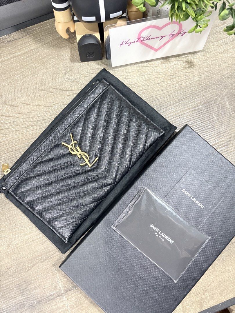 YSL CASSANDRE ZIPPED POUCH (Category: Luxury Bags & Wallets) located in Cauayan City . Submitted by klosetkleanup_by_kylie (Listing ID 1439624951, Image 1). Description: Very good condition. Bought at Adora GB5 100% Authentic Black Grained Matelassé Leather Inclusions: - Box - Dust bag FRIENDLY REMINDERS: - Cauayan City, Isabela based. So I cannot do impromptu meet-ups. - Pictures are taken by myself. So what you see is what you get. - The items 