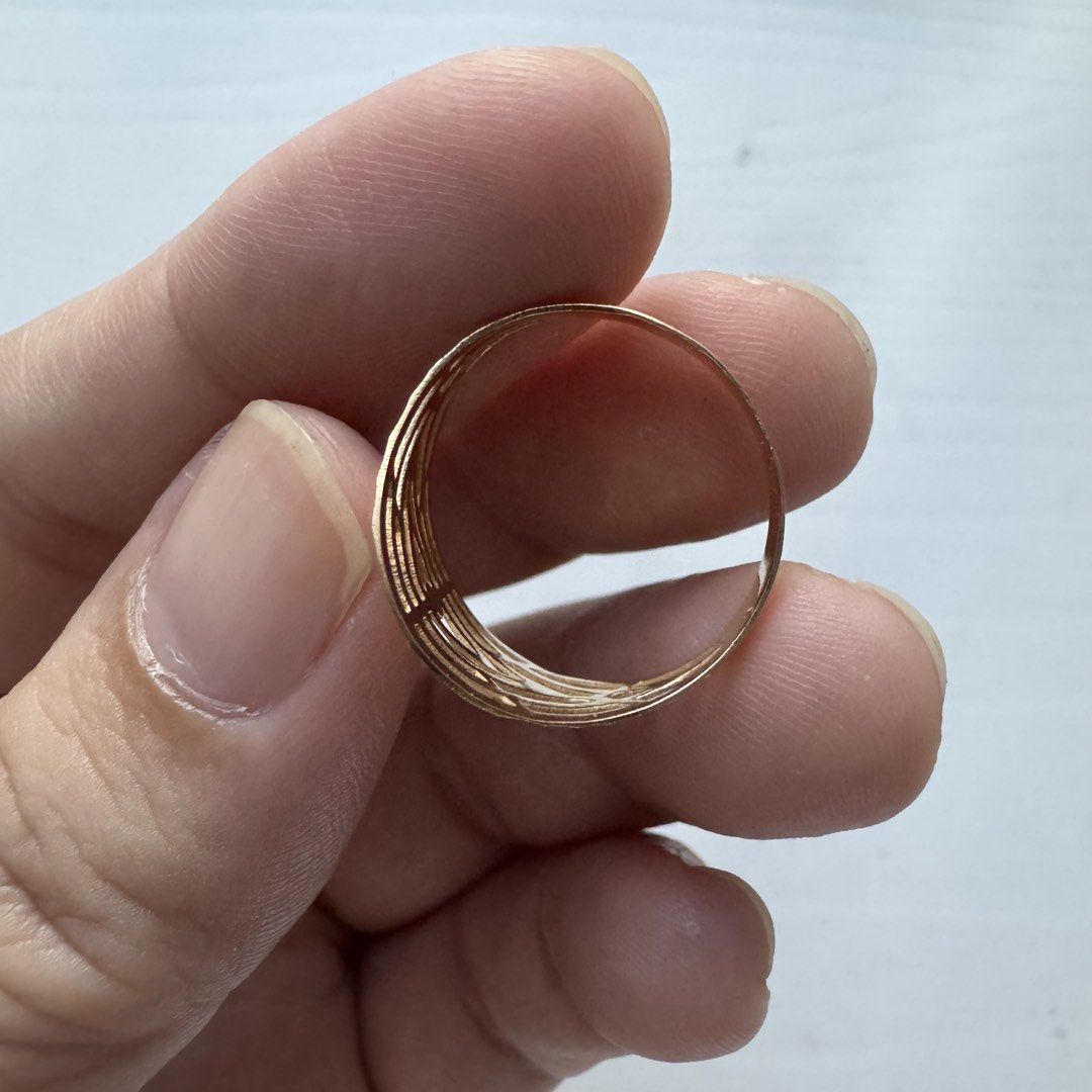 18K Yellow Gold Pawnable Lattice Eye Ring (Category: Rings) located in Manila. Submitted by miskym (Listing ID 1439845244, Image 2). Description: Weight: 1.2g 7550 per gram Size 7 1/4.
