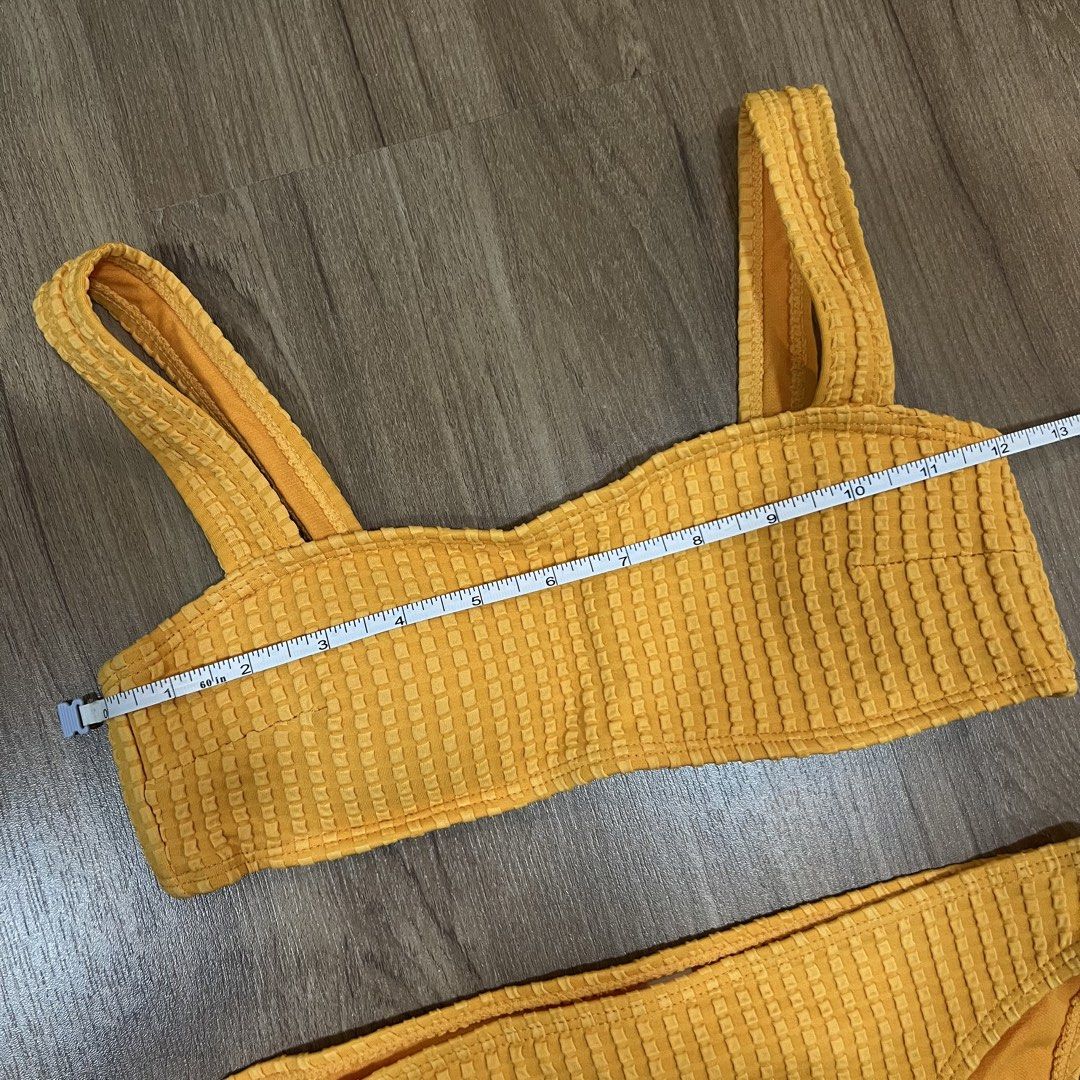[Bench] Yellow Textured Padded Bikini Two Piece Set | Swimsuit (Category: Bikinis & Swimsuits) located in Muntinlupa City. Submitted by shopblank (Listing ID 1439896362, Image 3). Description: Used once Note: Actual when worns are included in the post ONLY IF available. Otherwise, I won’t entertain special ww requests. Thank you! Payments via Gcash / Maya only Shipping via Lalamove / Grab (same day) or J&T Express.