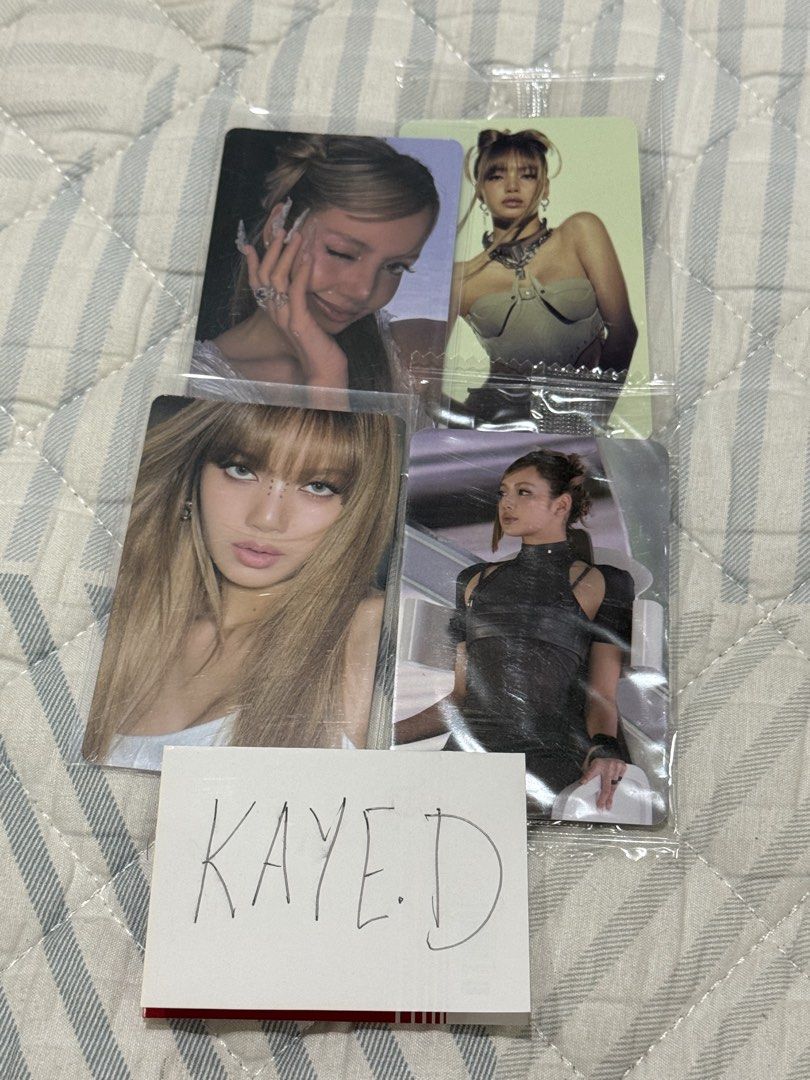 BLACKPINK Lisa Photocard Set Deadline Ktown4u Mood light POB (Category: K-Wave) located in Roxas City. Submitted by lvdbyky (Listing ID 1439959002, Image 1). Description: - Set of 4 official BLACKPINK Lisa photocards - Features Lisa in various outfits and poses - Perfect addition to any BLINK's collection.