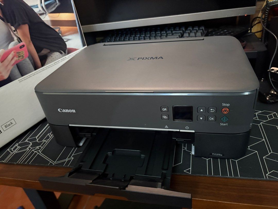 Canon PIXMA TS5370a Wireless All-in-One Printer (Category: Printers, Scanners & Copiers) located in Muntinlupa City. Submitted by mycahangela (Listing ID 1439846394, Image 2). Description: Like new Canon PIXMA TS5370a in excellent working condition. Compact premium all-in-one printer ideal for home office, students, creatives, and everyday printing. Original price: around PHP 8,300–9,300+ Functions: - Print - Scan - Copy - Auto Duplex Printing Ke