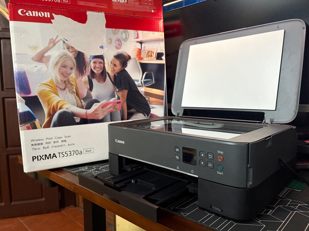 Canon PIXMA TS5370a Wireless All-in-One Printer (Category: Printers, Scanners & Copiers) located in Muntinlupa City. Submitted by mycahangela (Listing ID 1439846394, Image 1). Description: Like new Canon PIXMA TS5370a in excellent working condition. Compact premium all-in-one printer ideal for home office, students, creatives, and everyday printing. Original price: around PHP 8,300–9,300+ Functions: - Print - Scan - Copy - Auto Duplex Printing Ke