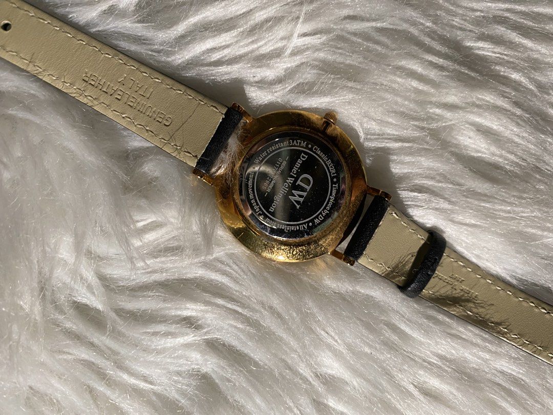 Daniel Wellington Watch Gold Black Leather Strap (Category: Women's Watches) located in Quezon City. Submitted by nicanicks (Listing ID 1439903061, Image 3). Description: - Classic Daniel Wellington watch - Elegant black dial with gold-tone casing - Water resistant up to 3 ATM - Comes with original Daniel Wellington box -Strap was already replaced -New battery .