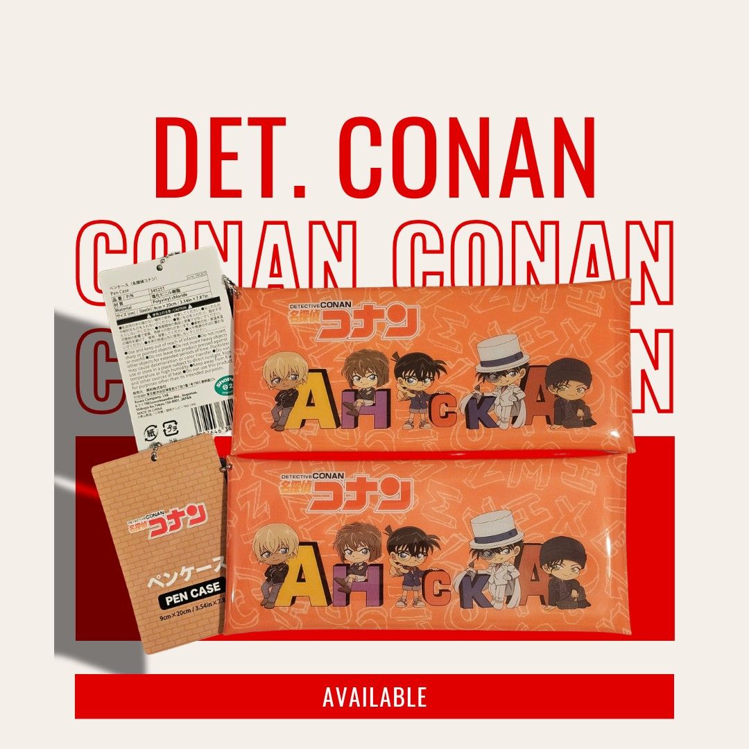 Detective Conan Pen Case (Category: Stationery & School Supplies) located in Las Pinas. Submitted by mkeixx (Listing ID 1439915851, Image 1). Description: Fresh from Japan. Php 250 each. Last price indicated unless item is stated as negotiable. The item listed is the exact piece shown in the photos. Kindly review all images for accurate representation of color, size, and condition before purchasing. WYSIWYG.