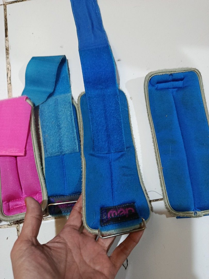 6 pcs take all Dew Adjustable Purple Exercise Wrist Ankle Weights take all for P120 (Category: Weights & Dumbbells) located in Quezon City. Submitted by kristal68 (Listing ID 1439843437, Image 3). Description: I think it's 1/4 kilo each take all for P120 pink 4 pcs blue 2 pcs small blue not available.
