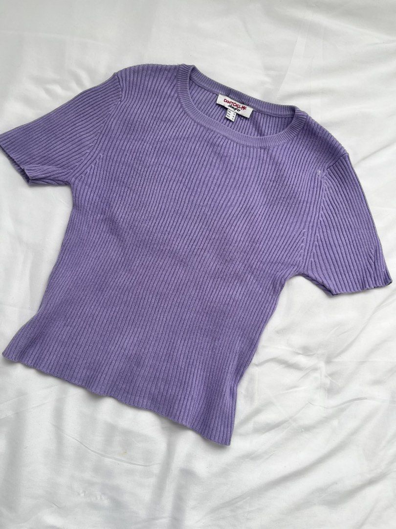 Don't Call Me Jennifer Ribbed Top (Category: Shirts) located in Manila. Submitted by marianaaa0502 (Listing ID 1439892566, Image 1). Description: - Don't Call Me Jennifer ribbed top - Lavender color - Size S - Crew neck - Short sleeves - Perfect for layering or casual wear.