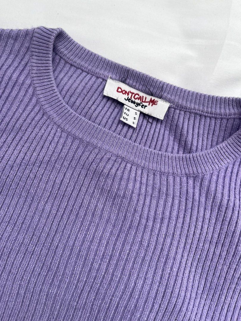 Don't Call Me Jennifer Ribbed Top (Category: Shirts) located in Manila. Submitted by marianaaa0502 (Listing ID 1439892566, Image 2). Description: - Don't Call Me Jennifer ribbed top - Lavender color - Size S - Crew neck - Short sleeves - Perfect for layering or casual wear.
