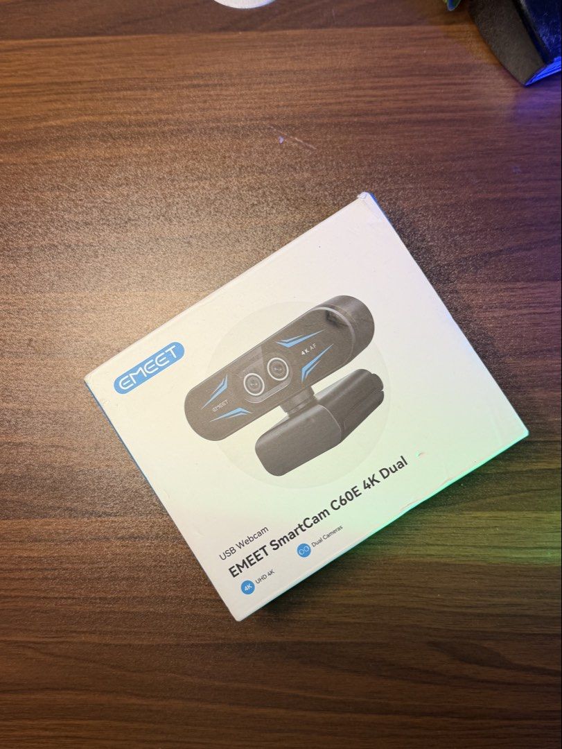 EMEET SmartCam C60E 4K Dual USB Webcam (Category: Webcams) located in Bacolod City. Submitted by BWMCAROUSEL (Listing ID 1439956921, Image 1). Description: - EMEET SmartCam C60E USB Webcam - Dual Camera System - Stunning 4K UHD Resolution - Includes Original Packaging - Comes with Quick Start Guide - Ideal for High-Quality Video Calls and Streaming.